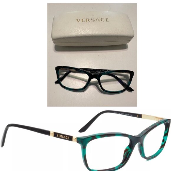Versace Eyeglasses 3186 5076 Green Havana, Size 54-016-140 Tortoise Shell Look main image 4